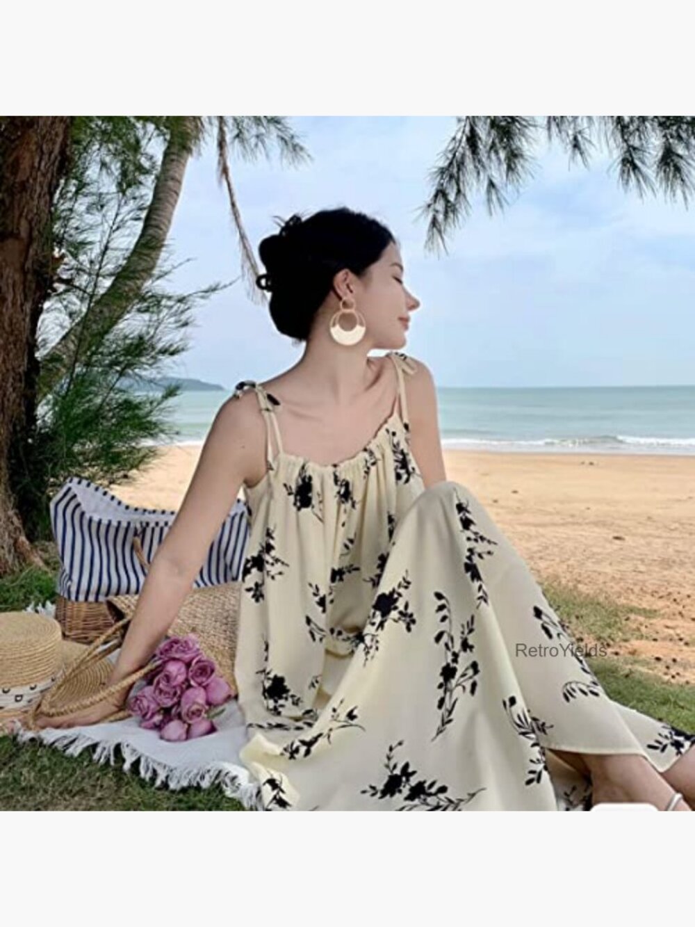 Handmade Raffia Hoop Drop Dangle Earrings Boho Summer Beach Jewelry Women - Picture 2 of 7